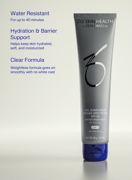 ZO Skin Health Gel Sunscreen SPF 50 water-resistant mineral sunscreen, claims image number 2