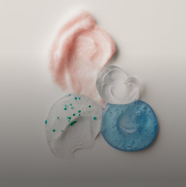 Close-up of teal skincare product texture